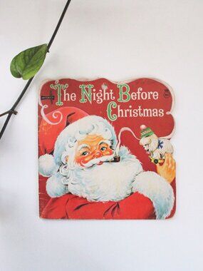 Vintage 50s The Night Before Christmas Die-Cut Santa Claus Childrens Book Saalfi